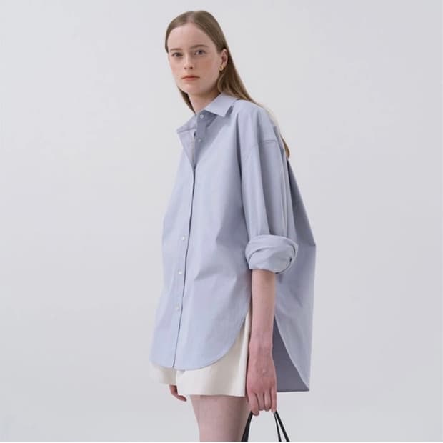 킨더살몬 오버사이즈 코튼 셔츠 블루