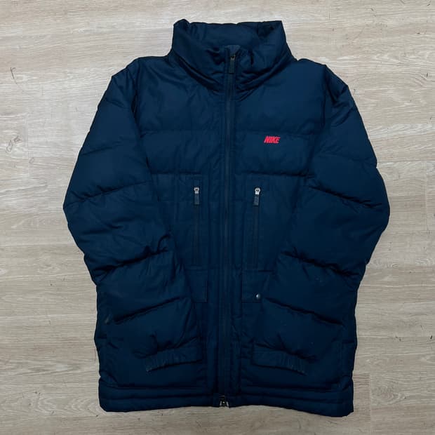 나이키 덕다운 스펠로고 스탠드넥 패딩 점퍼 [네이비] M/95