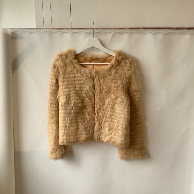 [Vintage]  Angora Fur Cropped Jacket