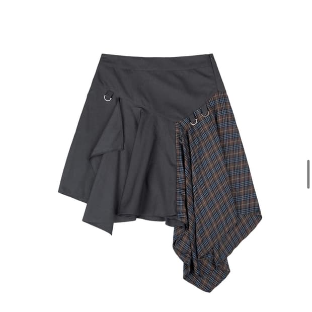 뚜오미오 LAYERED ASYMMETRIC SKIRT [CHARCOAL