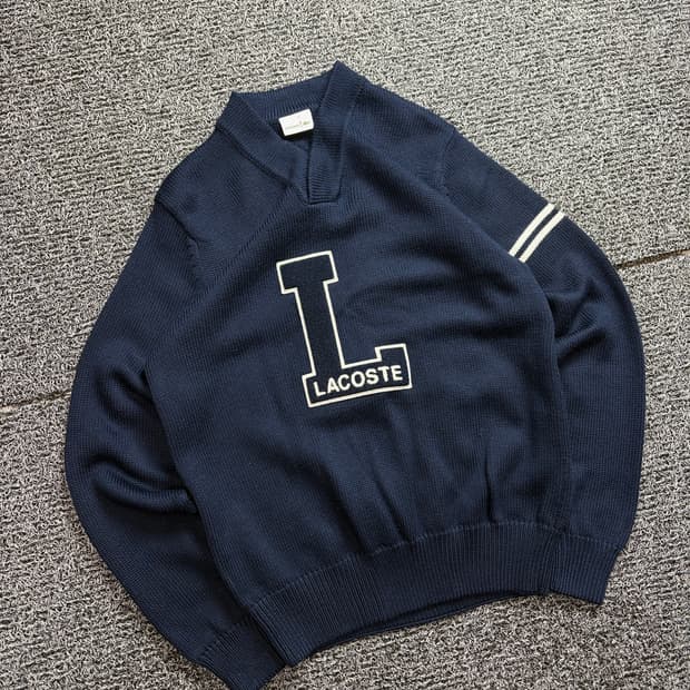 라코스테 빅로고 프레피 헤비울 스웨터 2111