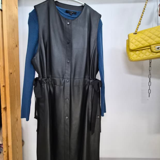 편집샾 양가죽 리본 롱 베스트