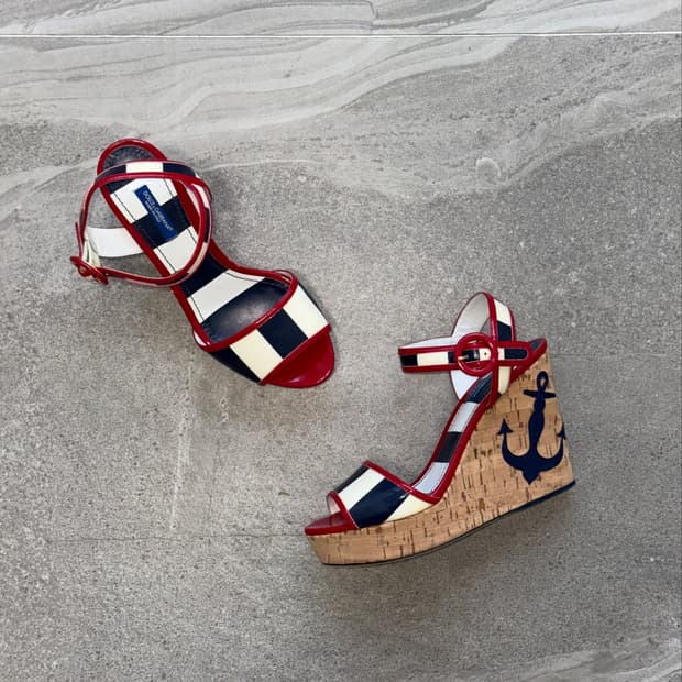 Dolce&Gabbana Stripe Anchor Wedge Sandal
