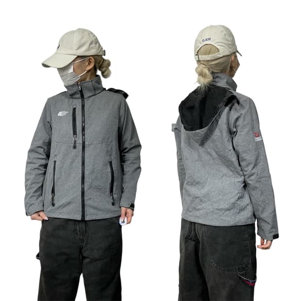 노스페이스 그레이 후드 바람막이 자켓 S