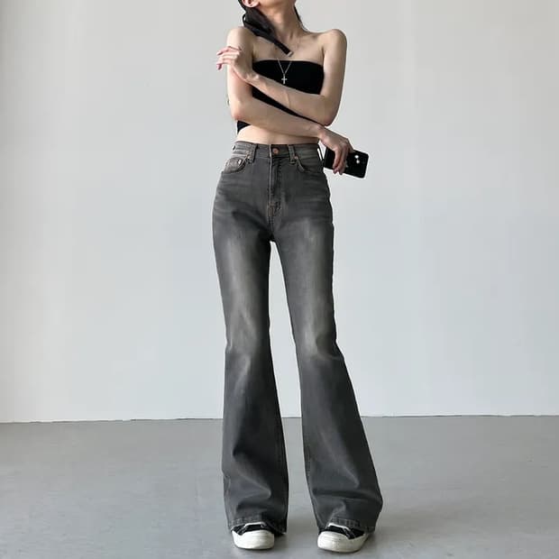 새상품) Ootj 하이웨스트 그레이 부츠컷 팬츠 M