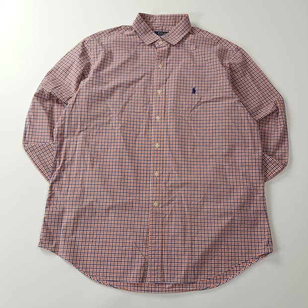 CA493 XL 폴로 00s 오렌지네이비 마이크로체크 셔츠 남방