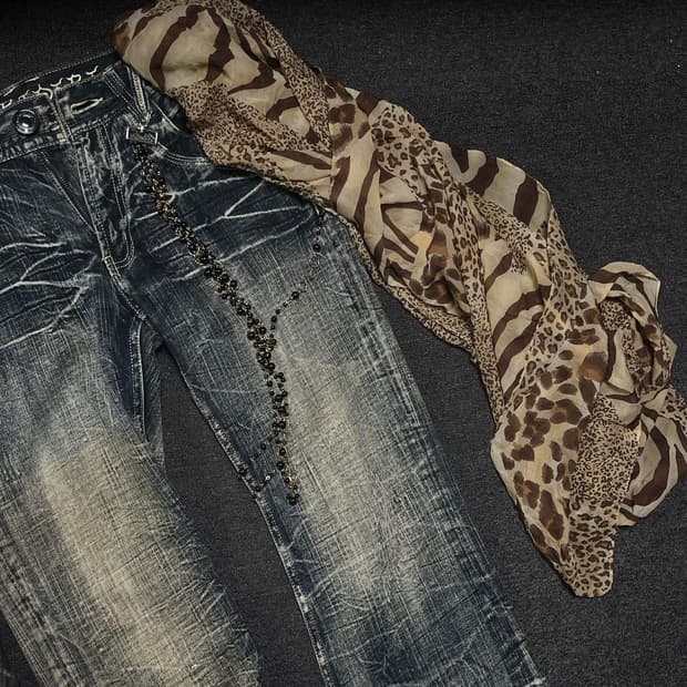 Leopard punk silk scarf