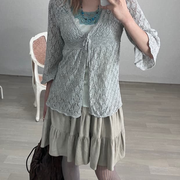 jpn vintage mint gray crochet glitter cd