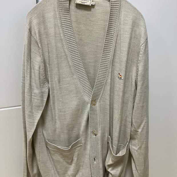 메종키츠네 메리노울 가디건 아이보리