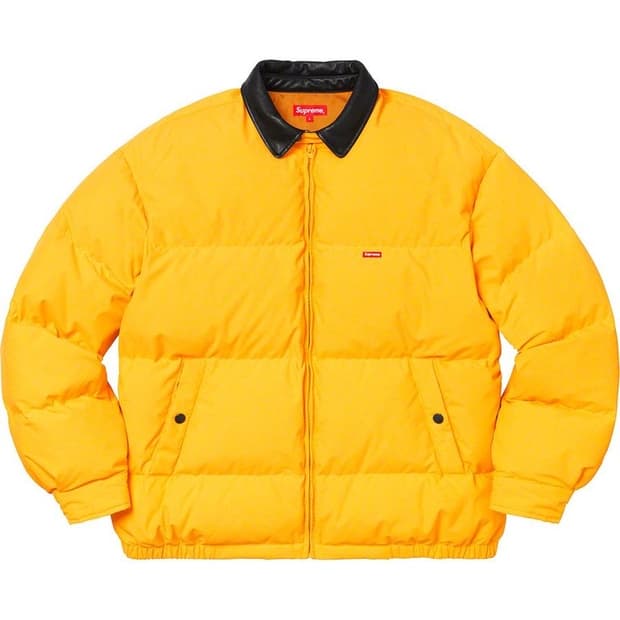 슈프림 레더 카라 푸퍼 자켓 옐로우