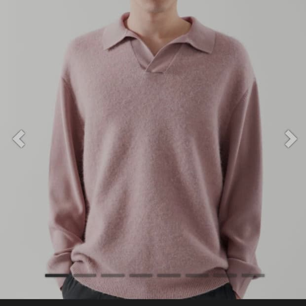 COS 오픈카라 더스트핑크 니트 티셔츠