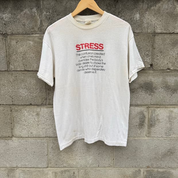 80~90s 빈티지 스트레스 프린팅 싱글스티치 반팔 티셔츠