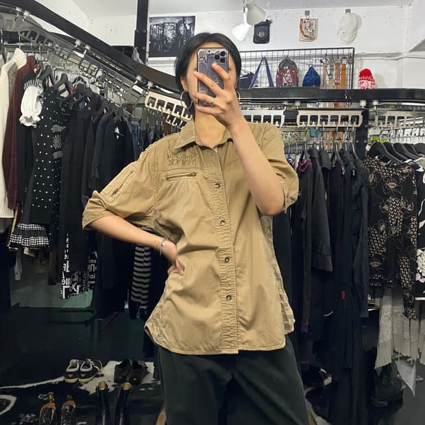 Kani 밀리터리 배색 반팔셔츠