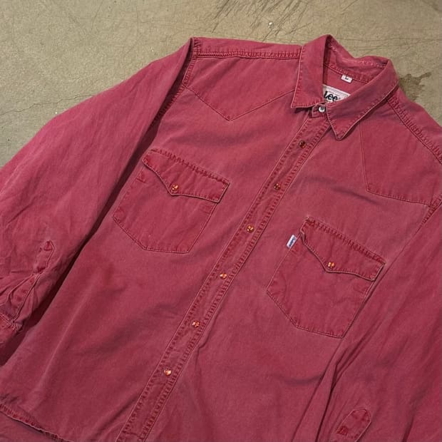 L LEE 빈티지 핑크 웨스턴 포켓 셔츠