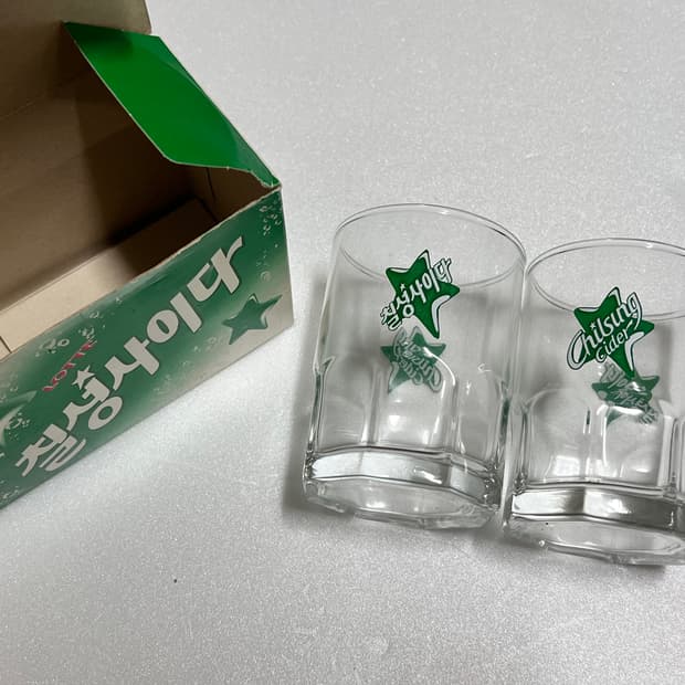 롯데칠성 빈티지 유리컵 새상품