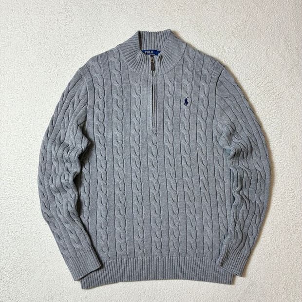 폴로 랄프로렌 신형 큐알 하프 집 케이블 니트 PN7384