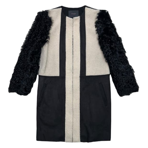 마쥬 시어링 배색 퍼코트 1