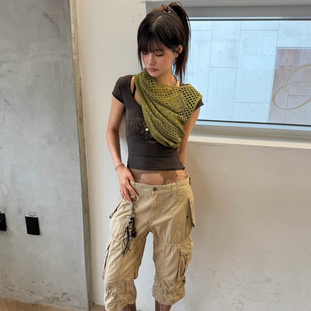 베이지 카코 카프리 팬츠
