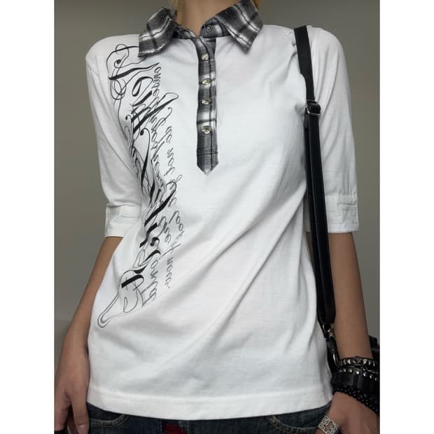 빈티지 락시크 펑크 y2k 화이트 반팔