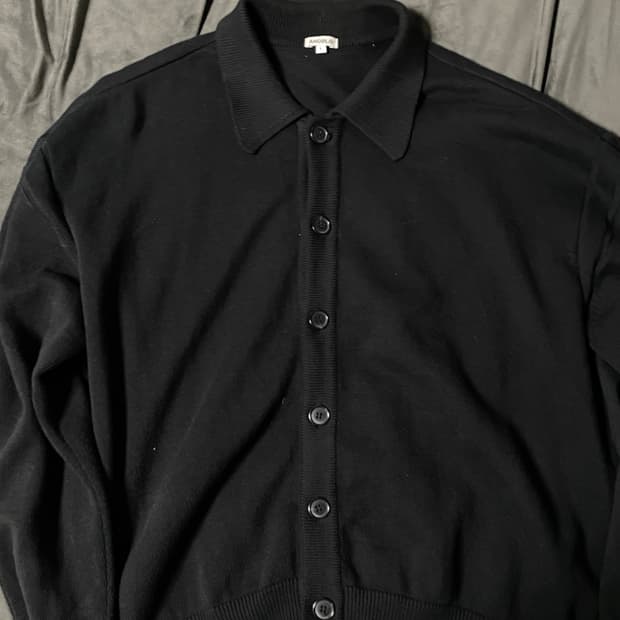 아노블리어 블랙 크롭 카라 가디건 L