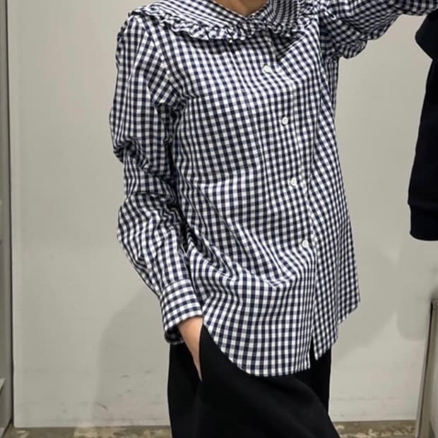 꼼데가르송 체크 빅 카라 셔츠