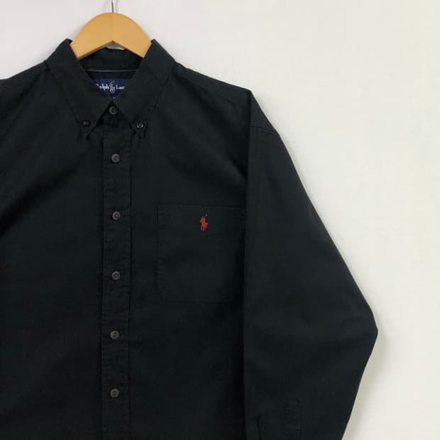 105 폴로 블랙 솔리드코튼 셔츠