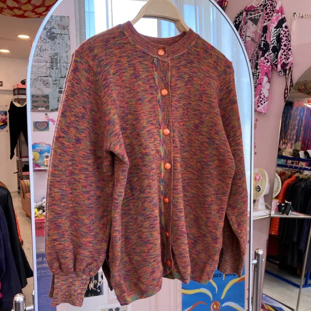 빈티지 레인보우 버튼 가디건