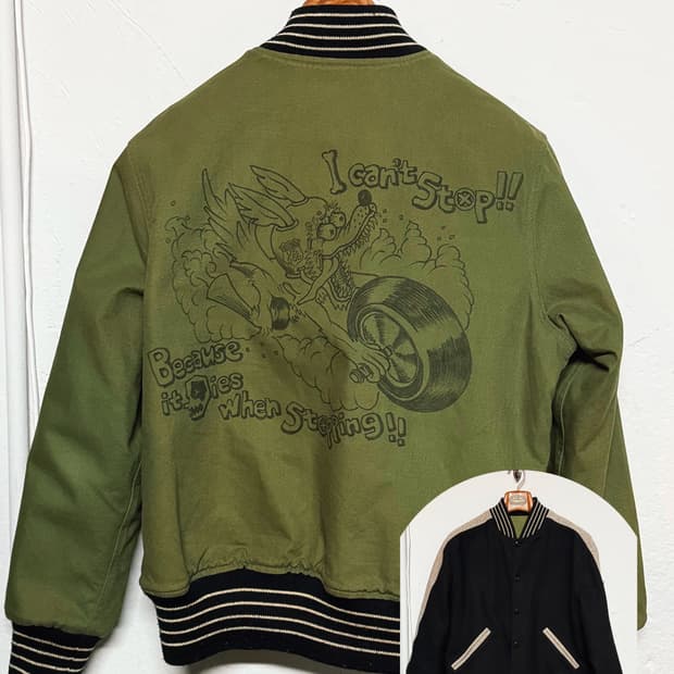 스타일아이즈 by 슈가케인 리버시블 페인팅 바시티 자켓 38