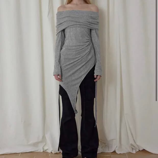 보헤미안서울 투웨이 오프숄더 탑 라이트그레이