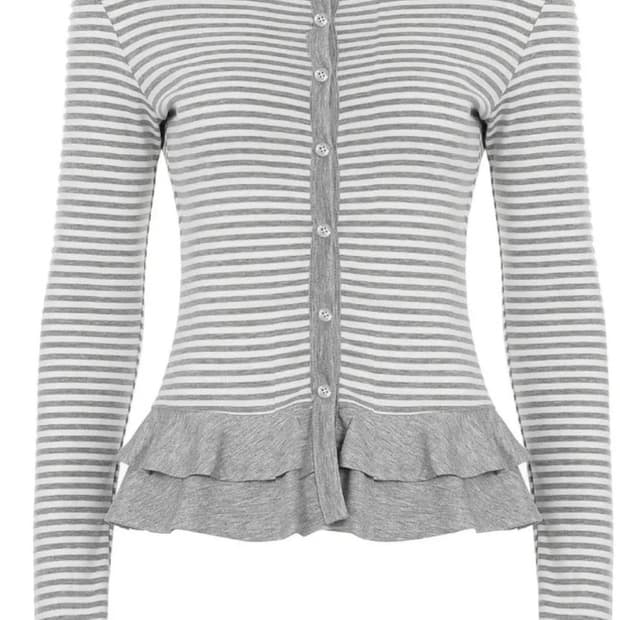 쉬인 스트라이프 프릴 가디건