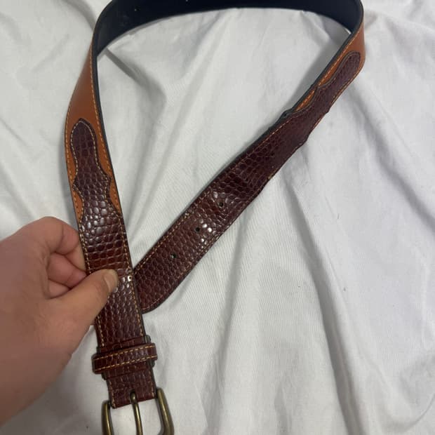 빈티지 파이톤 웨스턴 레더 벨트