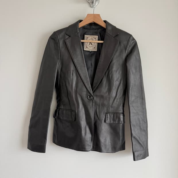 Pre owned 레더 블레이져 자켓
