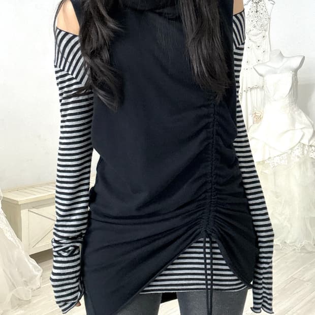 Black feminine shirring point sleeveless
