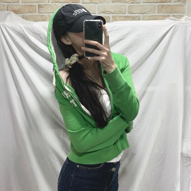 아베크롬비 후드집업,M,연두🇺🇸