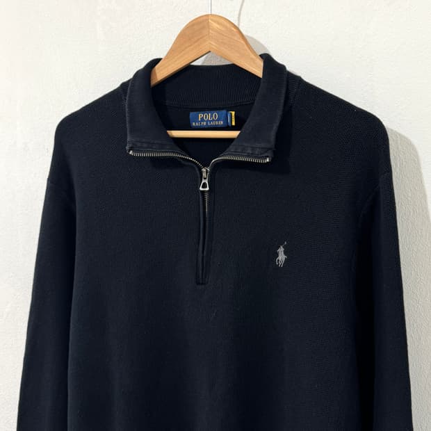 QR 신형 폴로 반집업 블랙