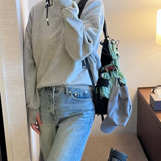 Nusnus 누스 빈티지 폴라 맨투맨 그레이 새상품