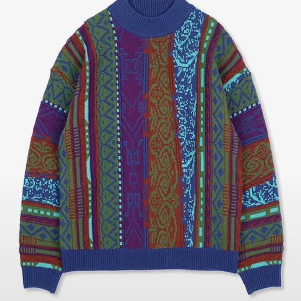 유쓰배쓰 울 버티컬 니트 블루 M