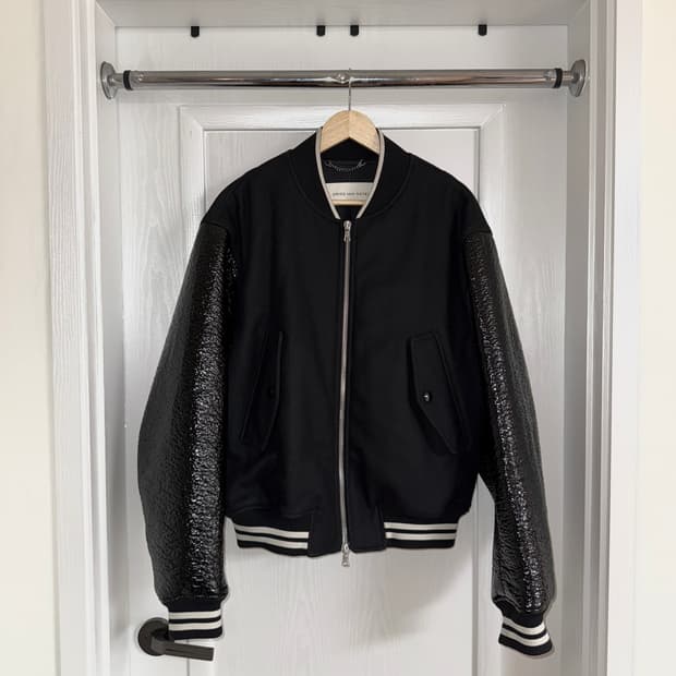 Black Zip Faux-Leather Bomber Jacket