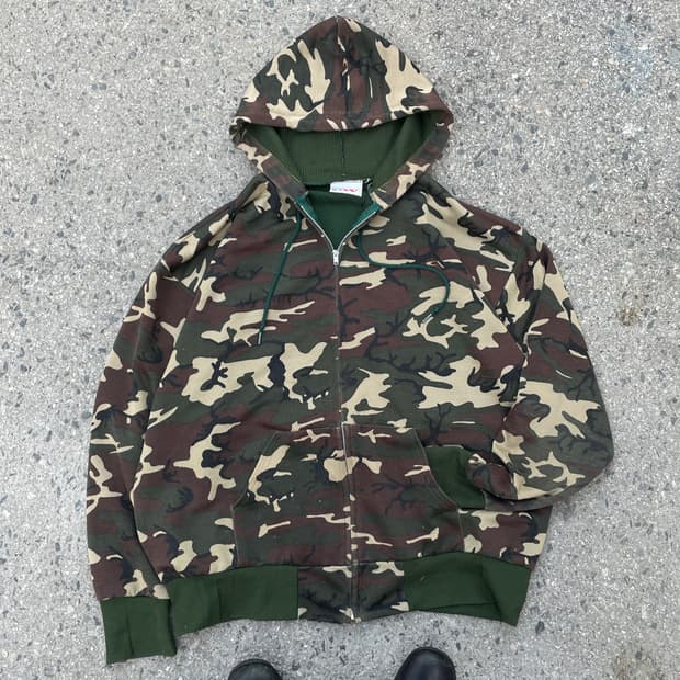 80~90s Camo Thermal Hood Zip(USA Made)