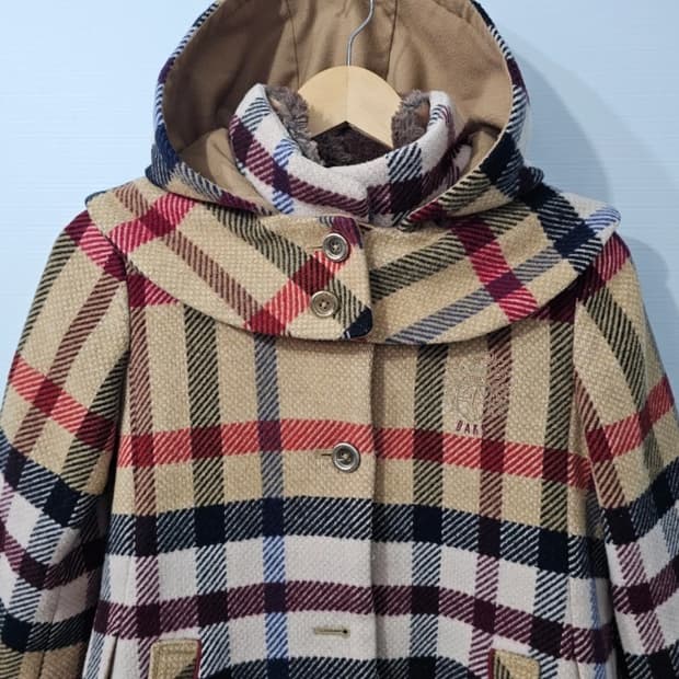 닥스 키즈 주니어 체크 후드 코트 150cm 11~13세