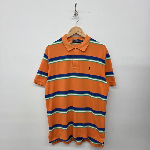 폴로 스트라이프 반팔 카라티 오렌지 남XL