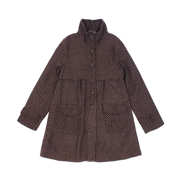브라운 도트 베이비돌 하이넥 코트