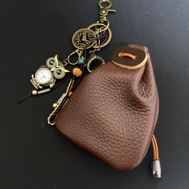 빈티지 가죽 파우치 키링