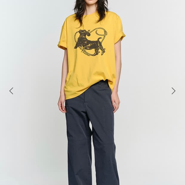 썬번프로젝트 HEART DOG OVERFIT T-SHIRT 티셔츠 옐로우