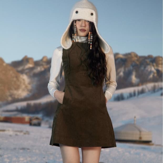 STU WOMEN CORDUROY DRESS BROWN[S]
