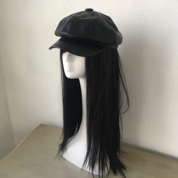 fake leather newsboy cap