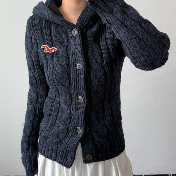 [M] 홀리스터 네이비 케이블 가디건