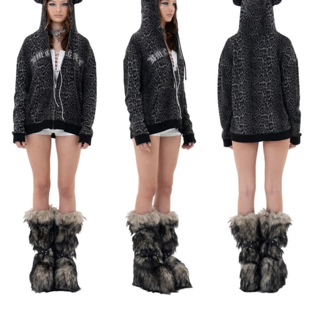 베이비메탈클럽 베메클 bear gal hood(black leopard)