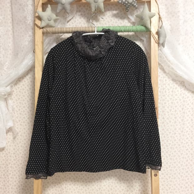 빈티지 모리걸 포춘쿠키 도트 레이스 슬리브