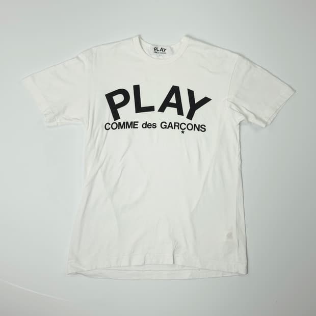 꼼데가르송 플레이 로고 코튼 티셔츠 화이트 (XL)